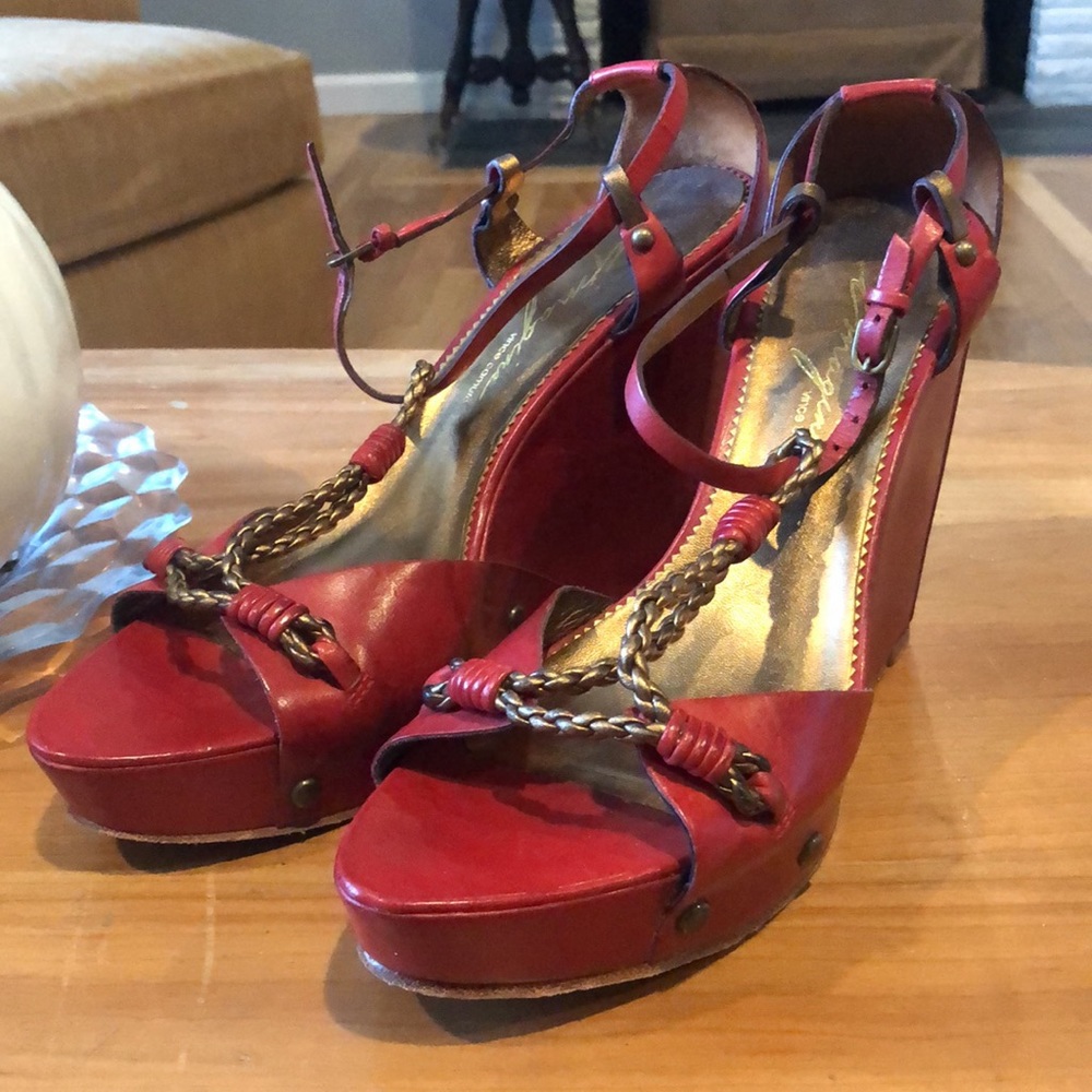 Vince Camuto Red Leather  Sandals.